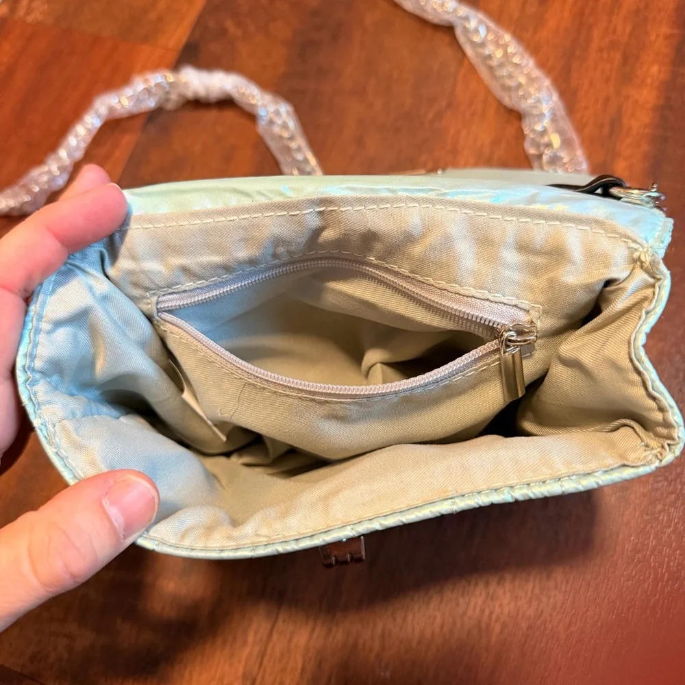 Iridescent Blue Quilted Crossbody Bag - Picture 5 of 6